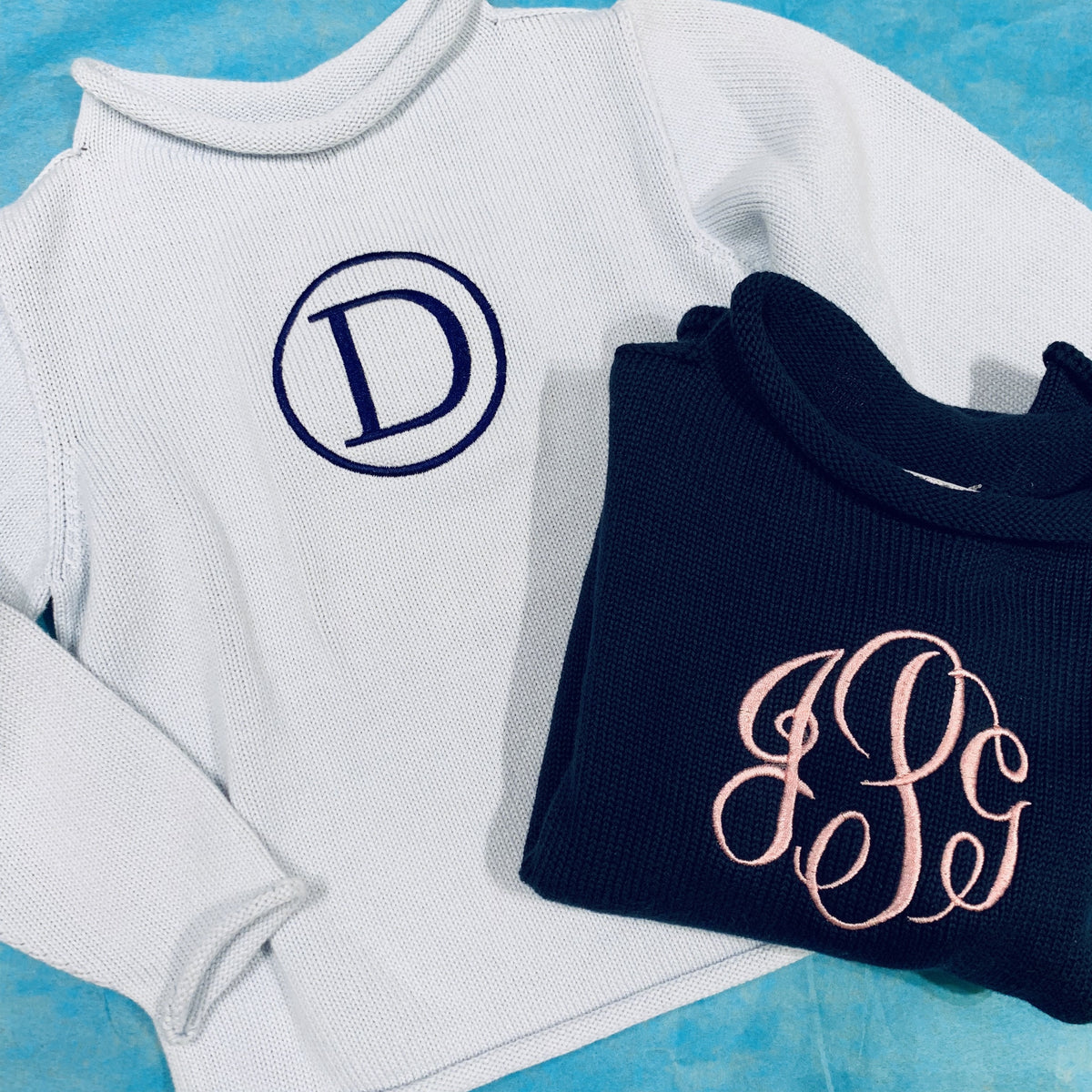 Embroidered Monogram Baby Rollneck Sweater