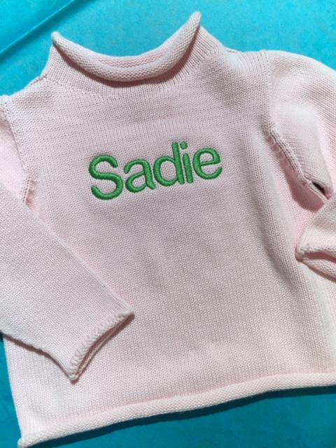 Embroidered Monogram Baby Rollneck Sweater