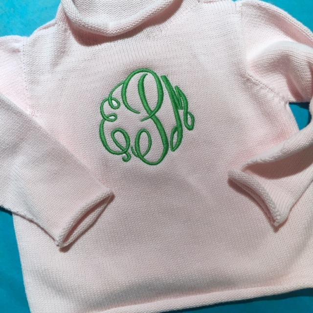Embroidered Monogram Baby Rollneck Sweater