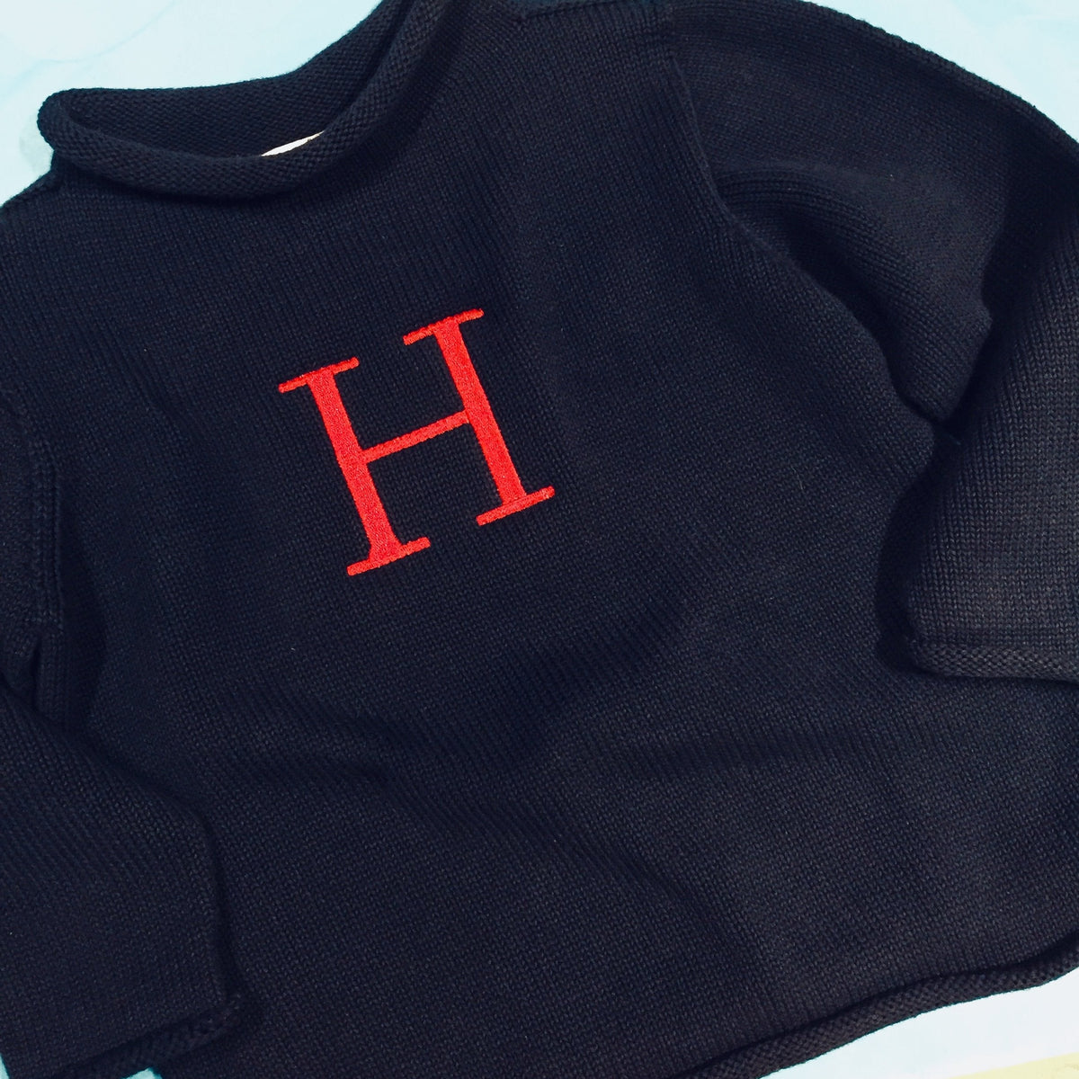 Embroidered Monogram Baby Rollneck Sweater