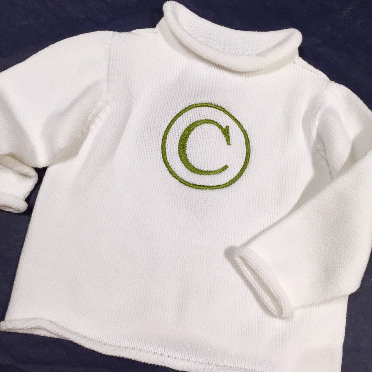 Embroidered Monogram Baby Rollneck Sweater