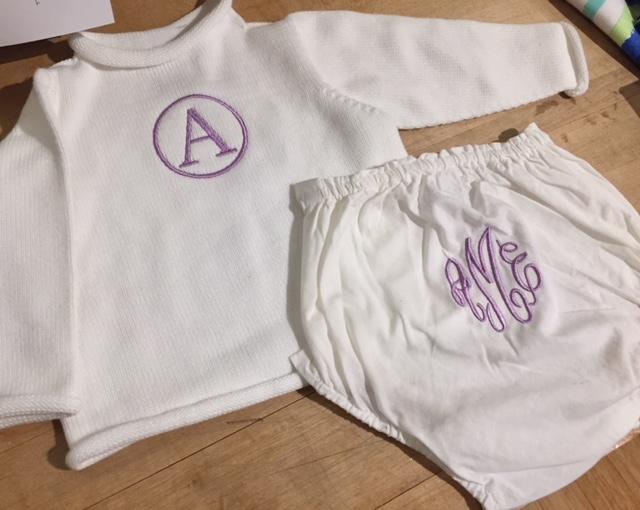 Embroidered Monogram Baby Rollneck Sweater Diaper Cover
