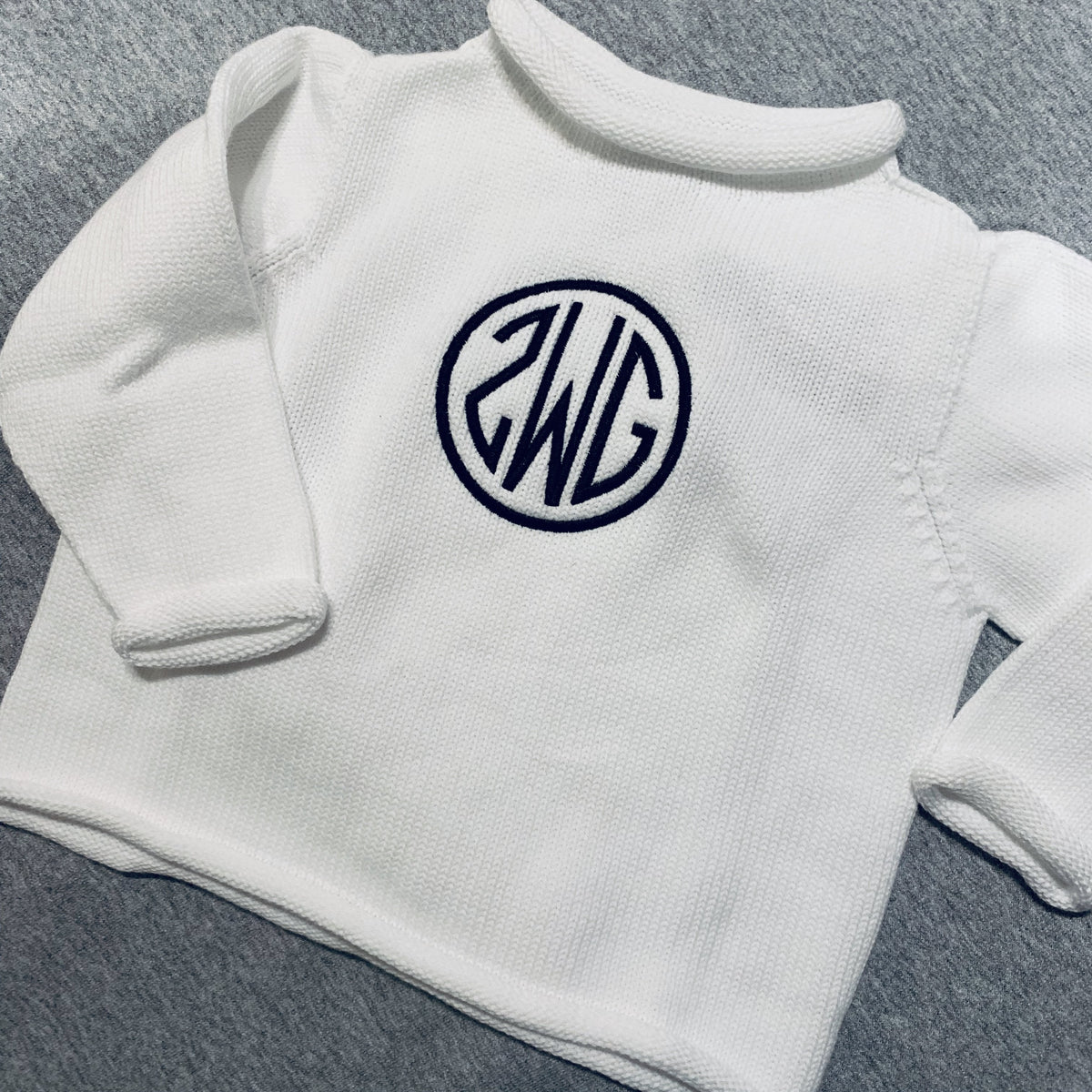 Embroidered Monogram Baby Rollneck Sweater