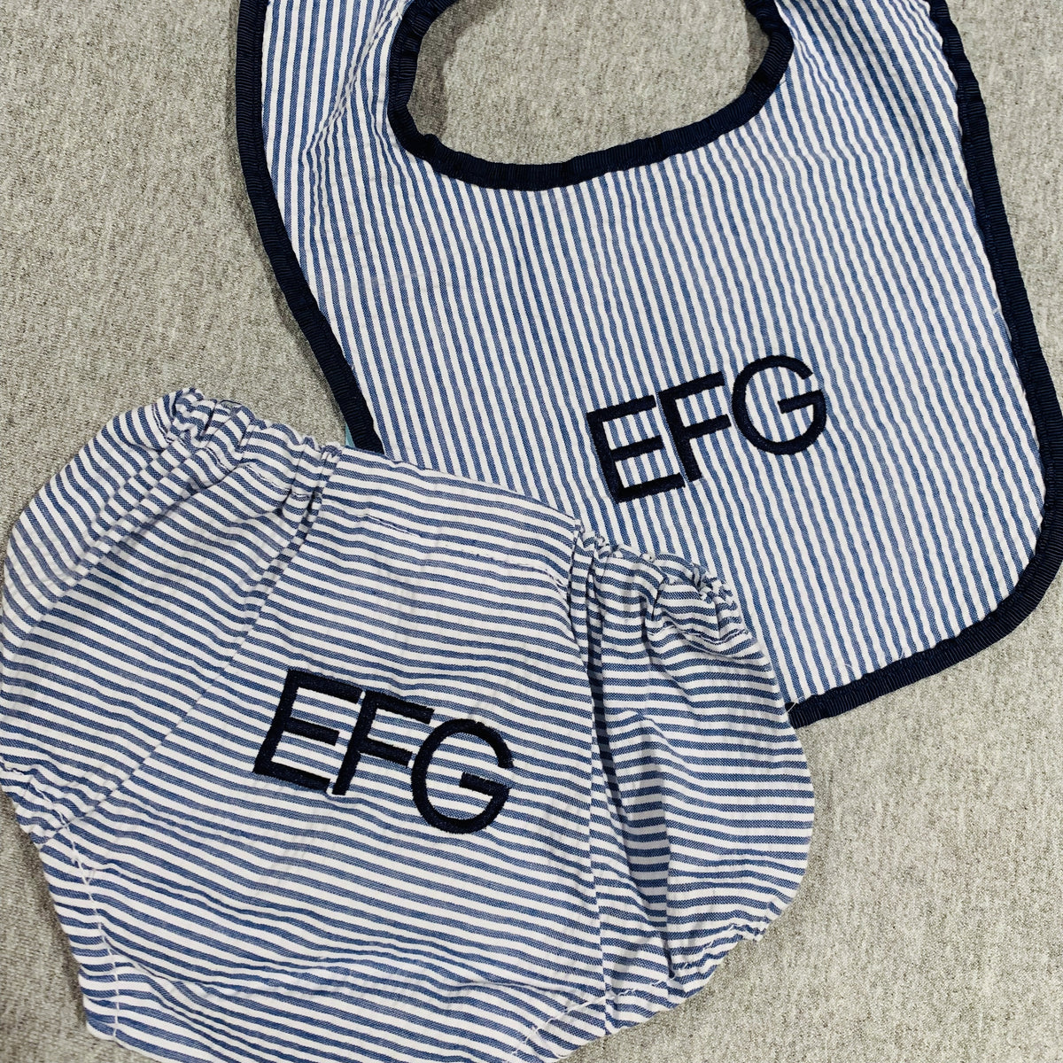 Embroidered Monogram Diaper Cover Bib
