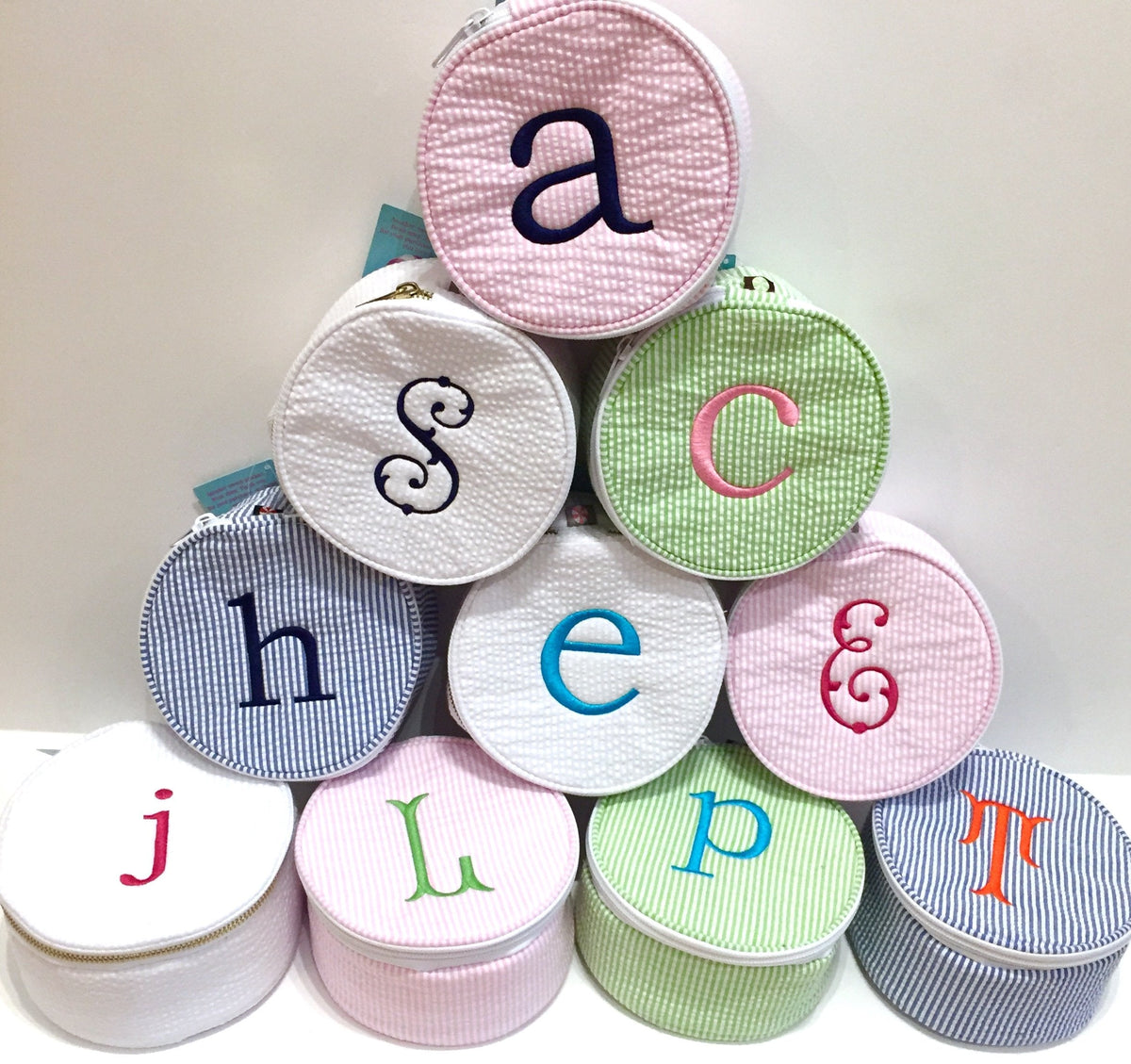 Embroidered Monogram Large Jewel Round Home Travel