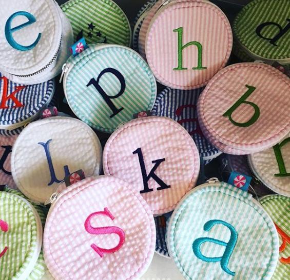 Embroidered Monogram Small Jewel Round Home Travel