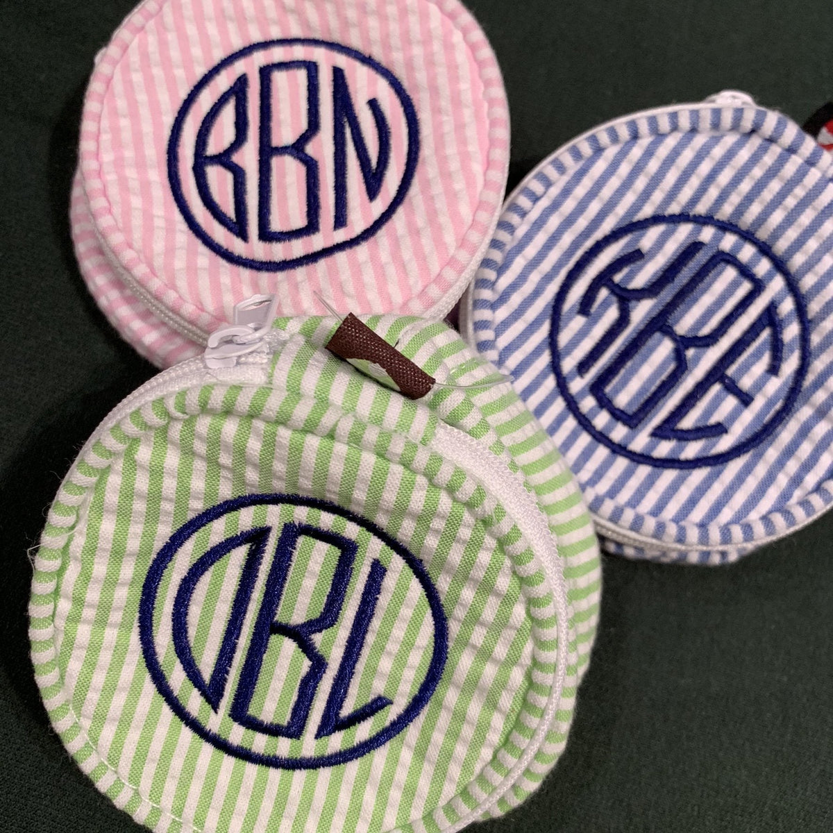 Embroidered Monogram Small Jewel Round Home Travel