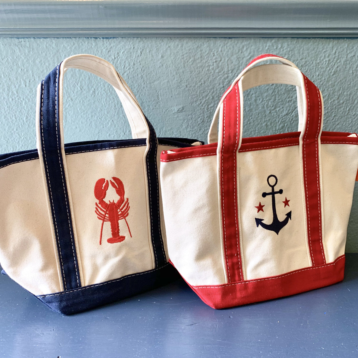 Embroidered Monogram Small Boat Tote