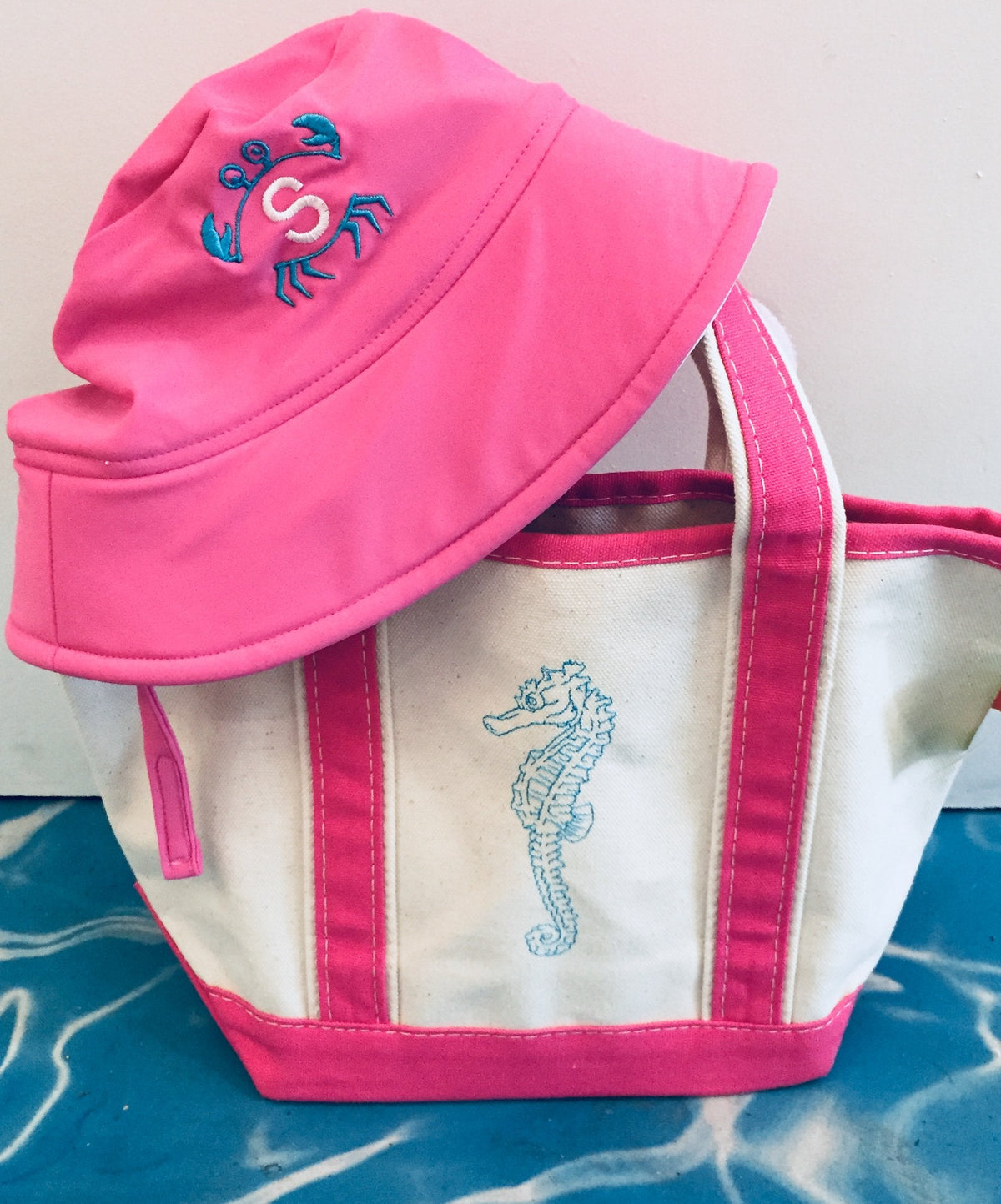 Embroidered Monogram Small Boat Tote