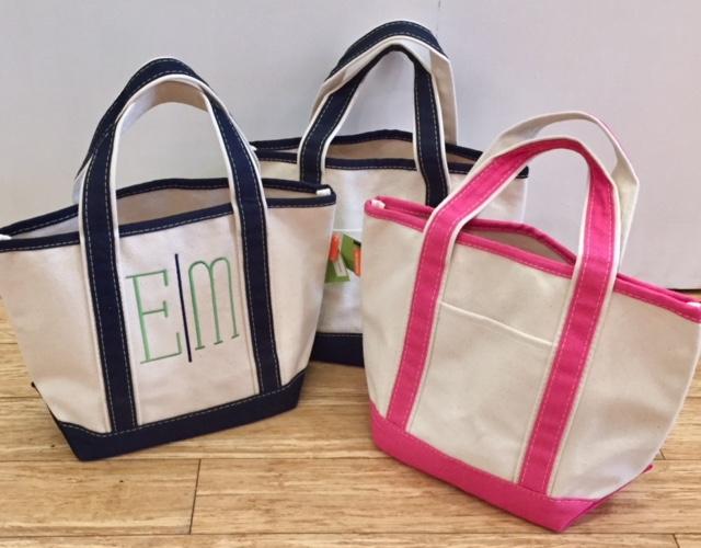 Embroidered Monogram Small Boat Tote