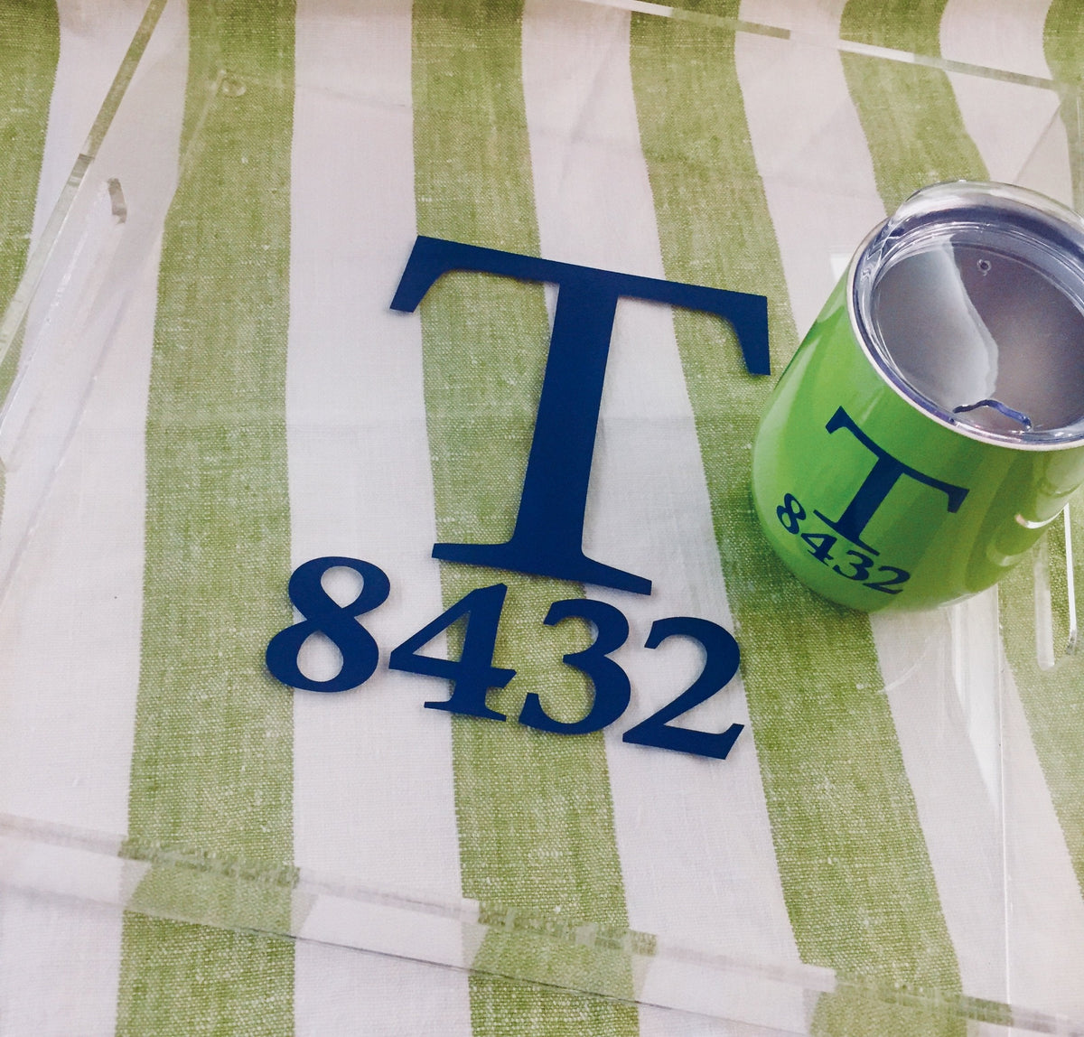 Acrylic Square Tray Wine Tumbler Vinyl Monogram
