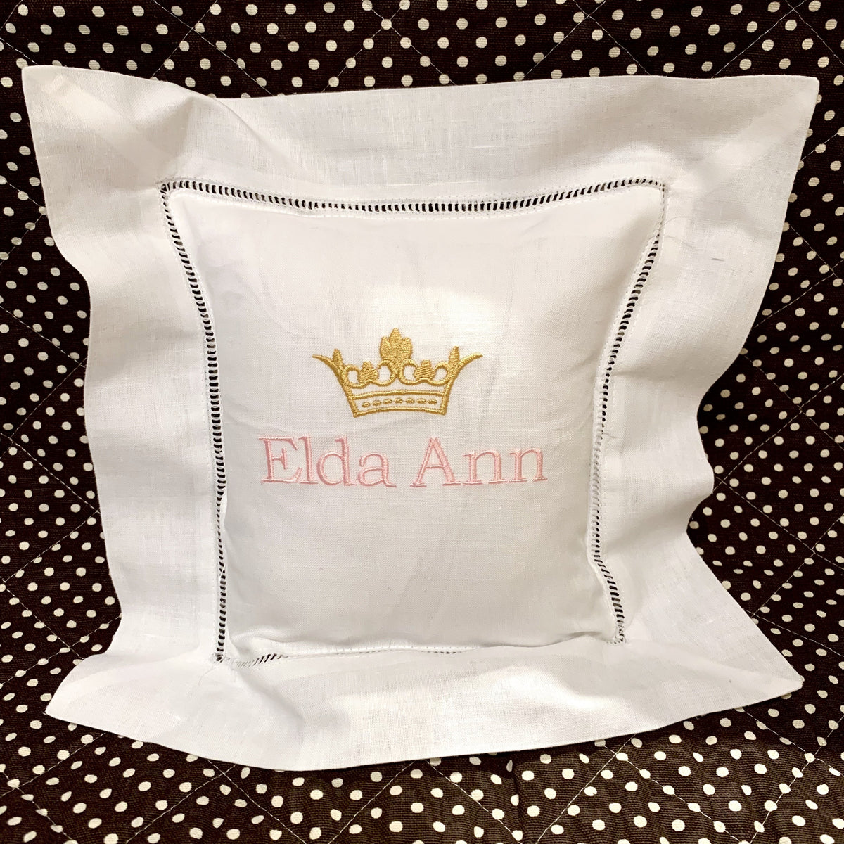 Embroidered Monogram Linen Square Pillow