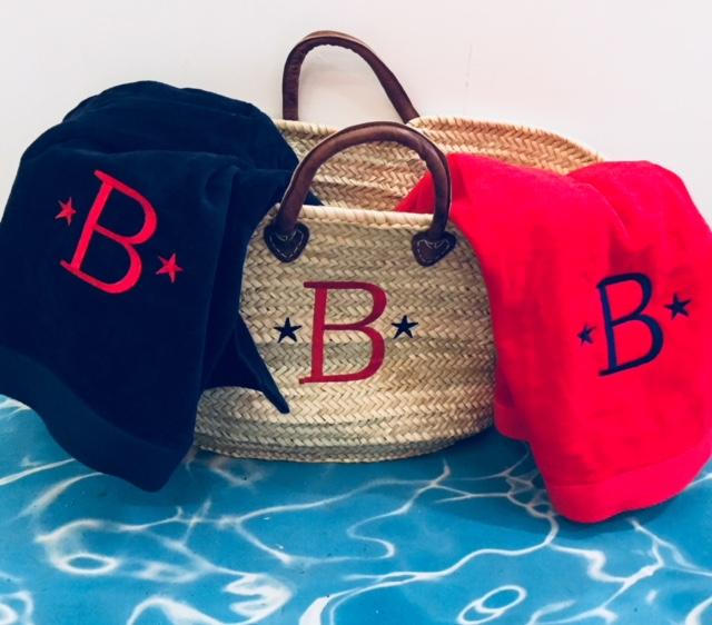 Embroidered Monogram Beach Towel