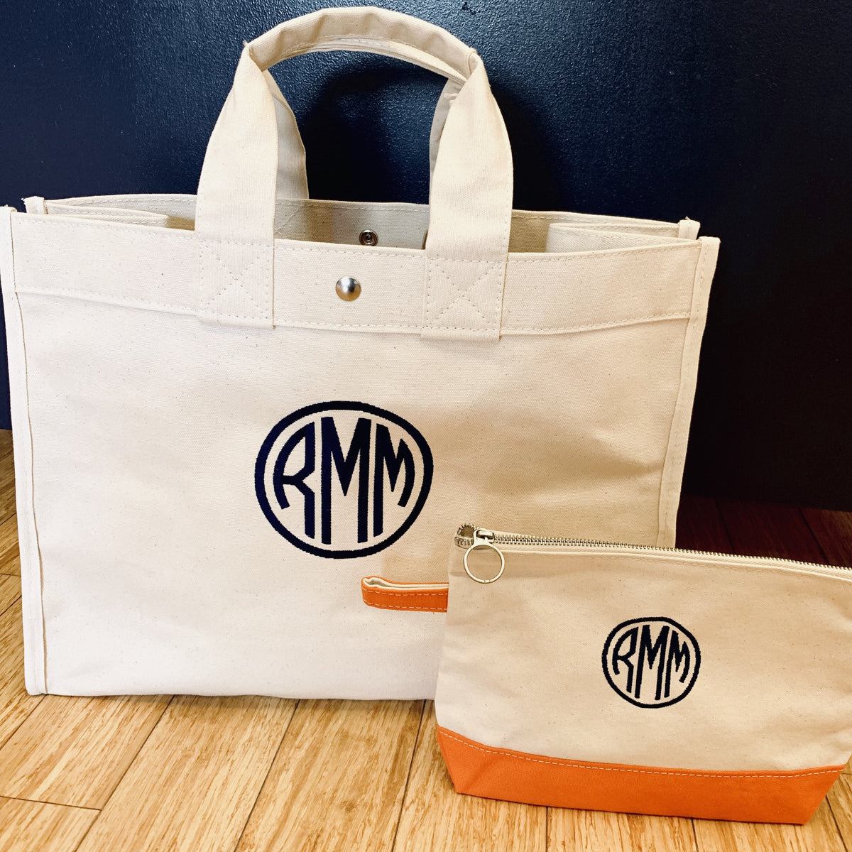 Embroidered Monogram Utility Canvas Field Bag