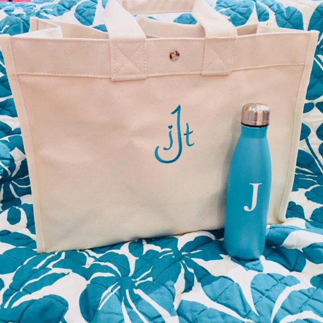 Embroidered Monogram Utility Canvas Field Bag Ivory