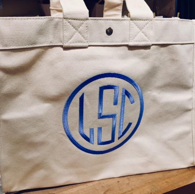 Embroidered Monogram Utility Canvas Field Bag Ivory